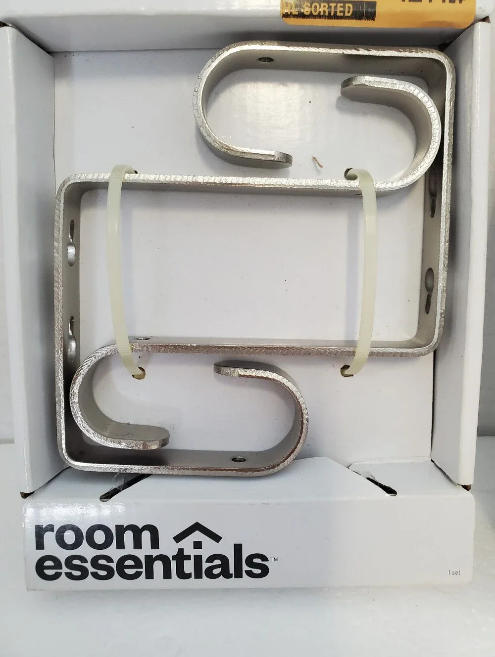 Double curtain rod brackets for Ceiling or Wall Set / 3 Pkgs Nickel Target